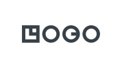 The word "LOGO" is spelled out using geometric shapes, with the "L" designed inside a square and the other letters formed by circles and lines on a light background.